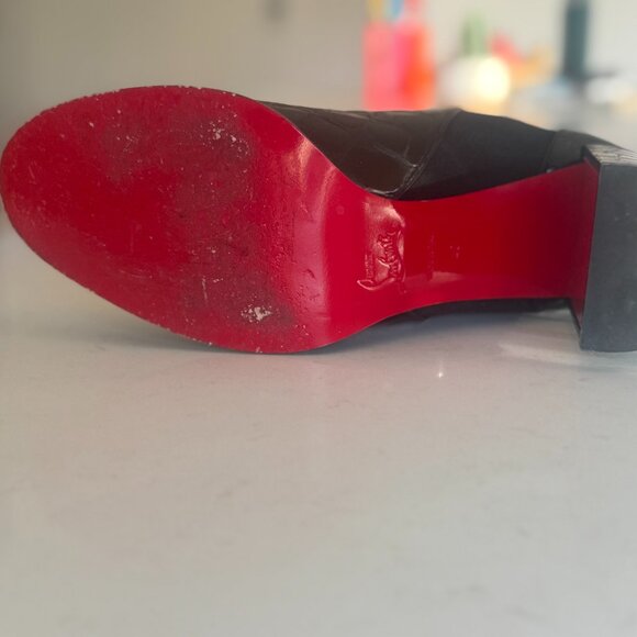 Christian Louboutin Chelsea Booty black embossed crocodile-effect calf leather - Picture 3 of 8